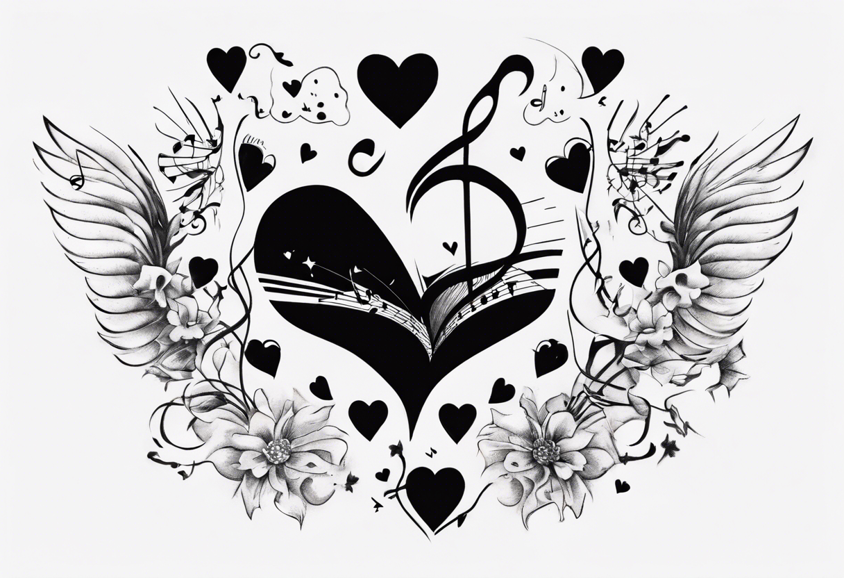 Simplicity love with music inspiration tattoo idea