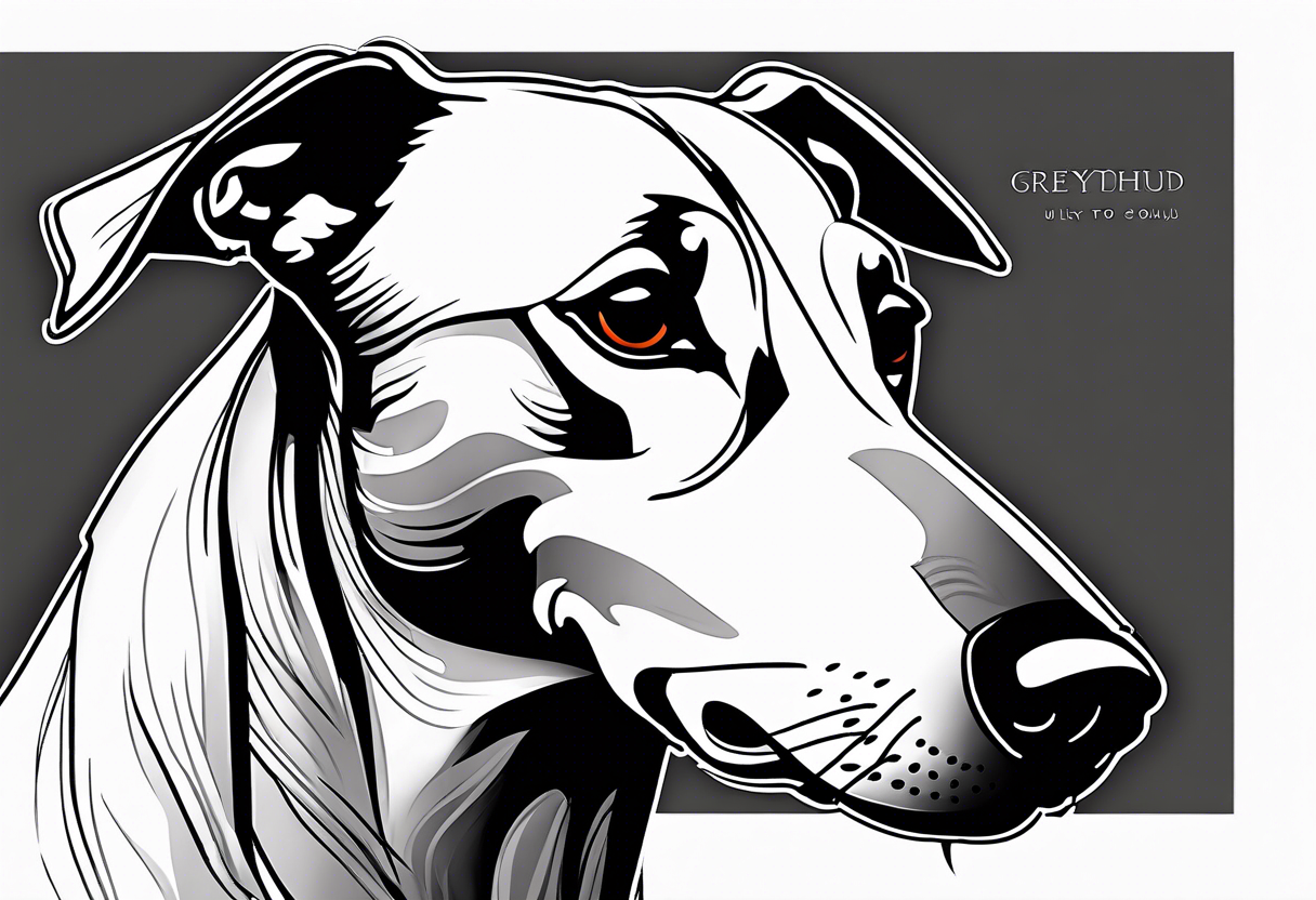 Greyhound minimalist type sketch with extra attention to his long nose and tiny buck teeth tattoo idea
