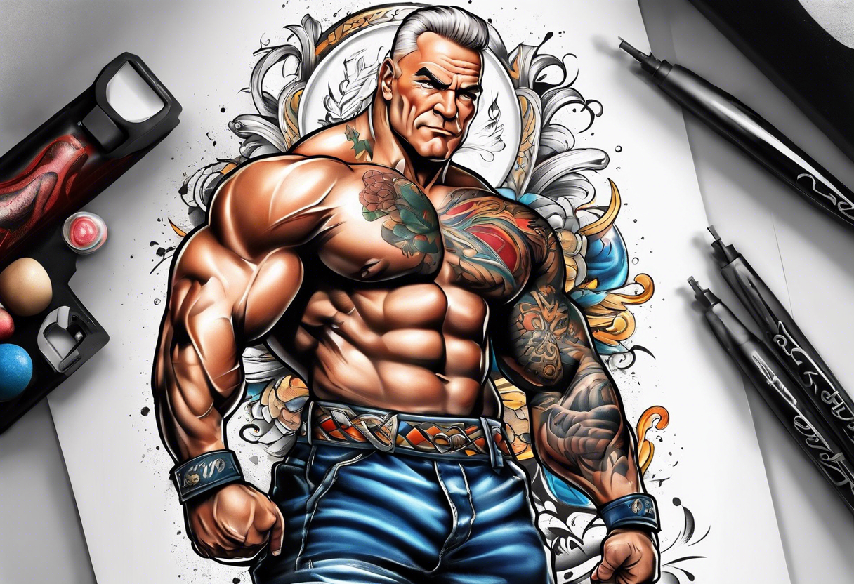 Funny old bodybuilder tattoo idea