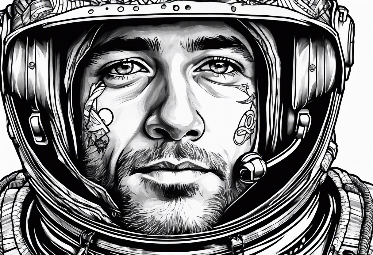 Astronaut wearing a peace bandana tattoo idea