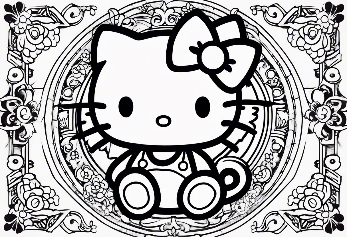 cute tattoo hello kitty and kurumi  sketches for girls in 21 century tattoo idea