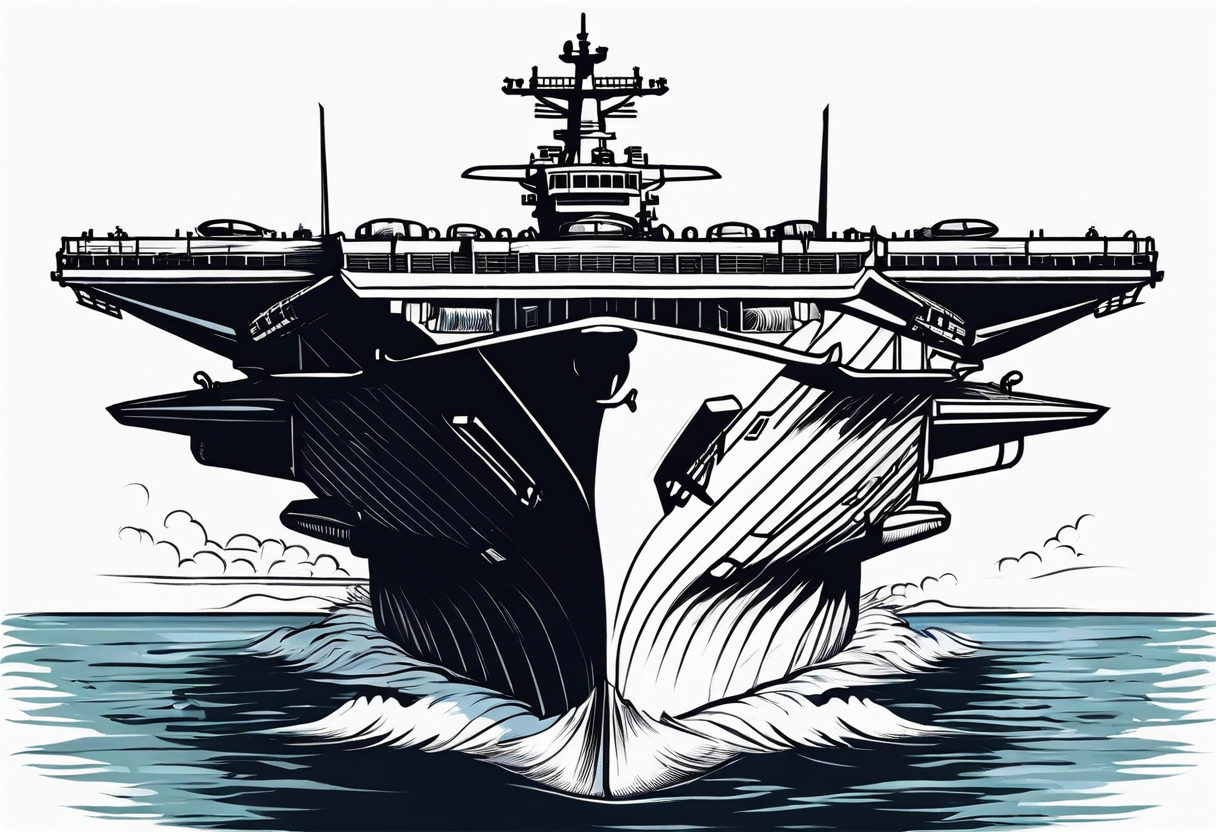 aircraft carrier front view tattoo idea