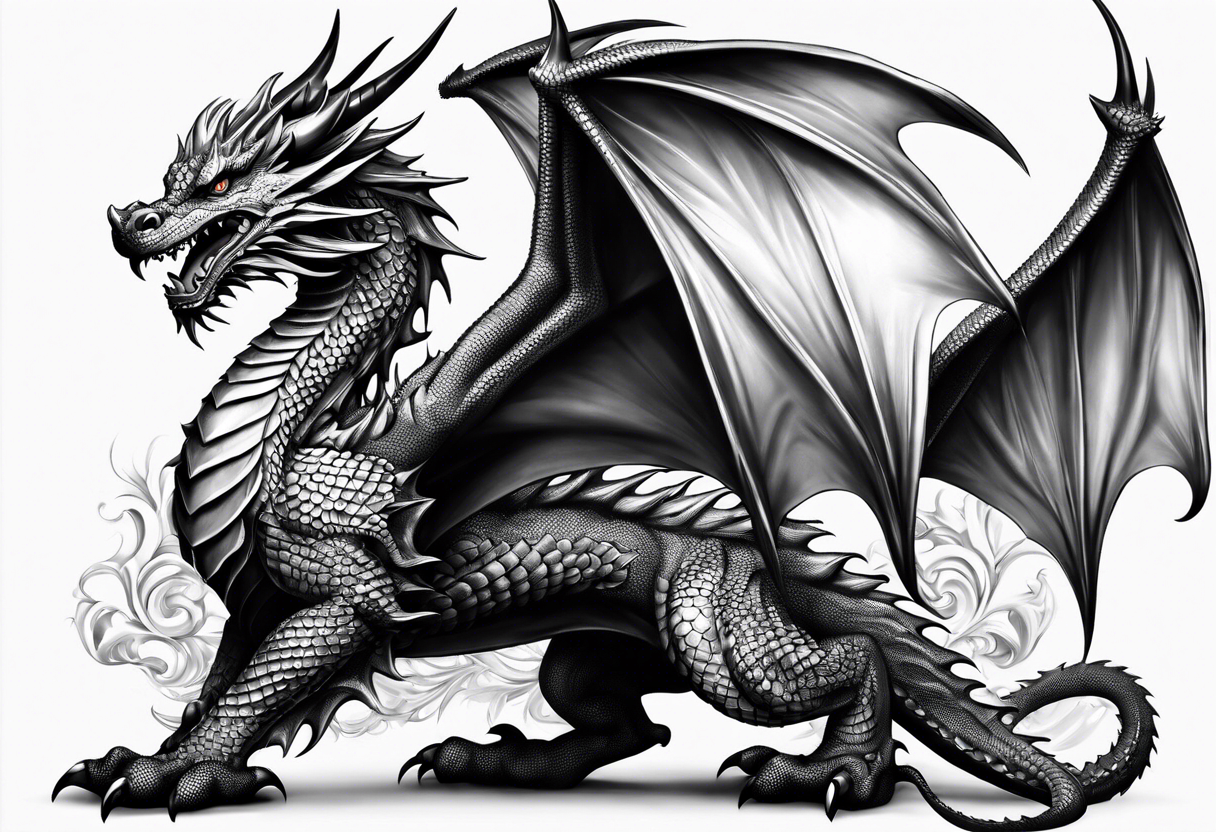 men thigh welsh dragon tattoo idea