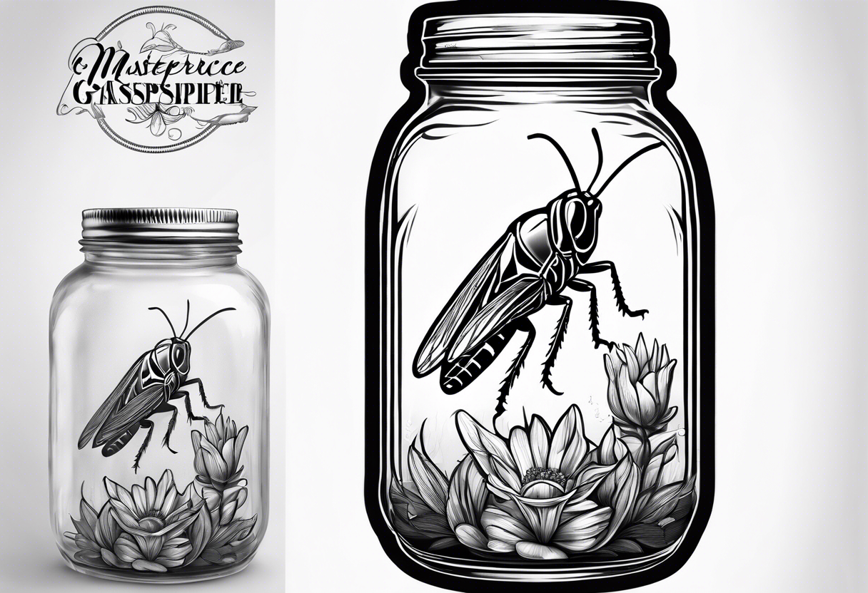 grasshopper in a mason jar tattoo idea