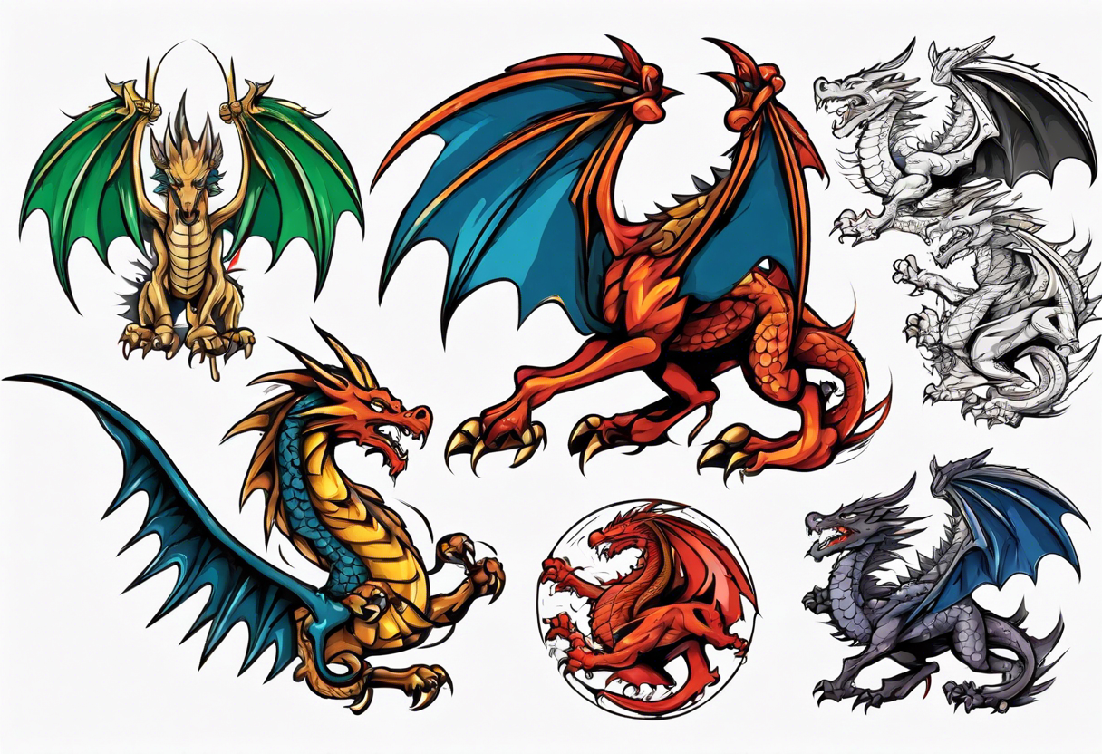 battle griffin fighting a dragon tattoo idea