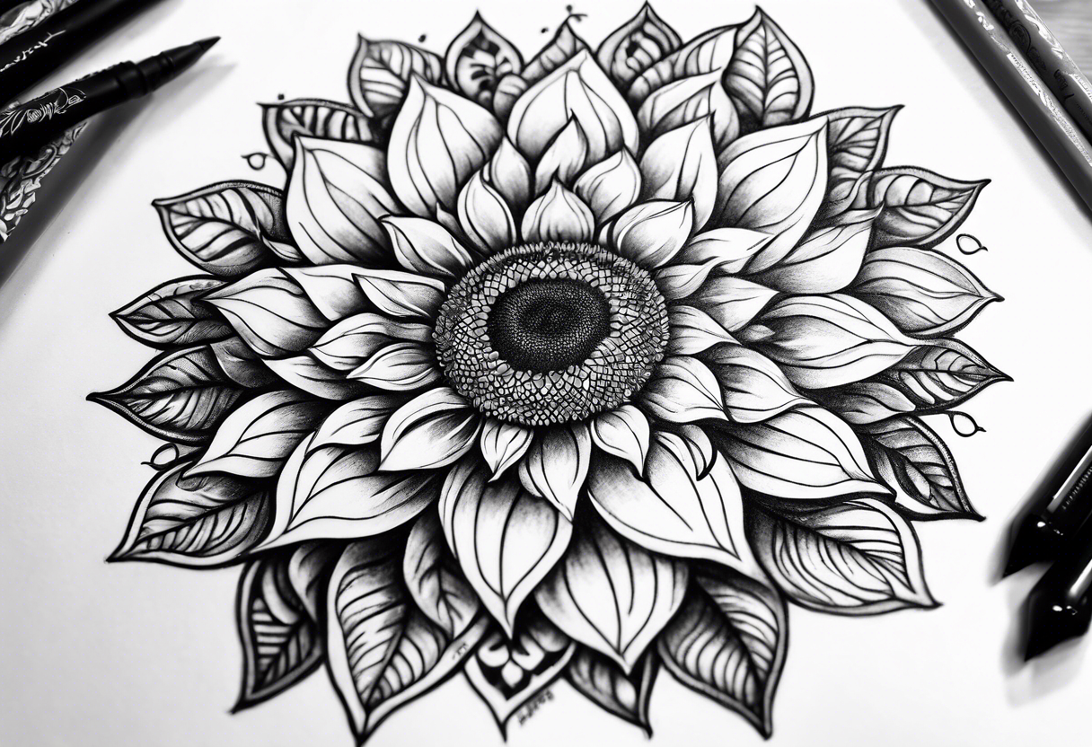 Sunflower mandala tattoo idea