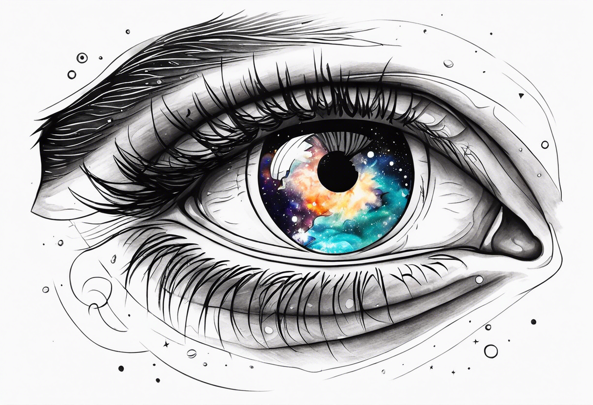 man's eye with universe reflection in the iris tattoo idea