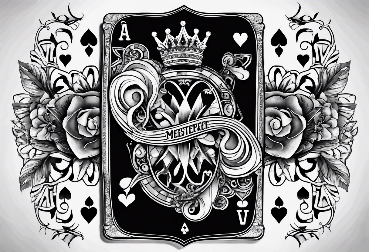 3 pieces of king of spades and 1 queen of hearts tattoo idea