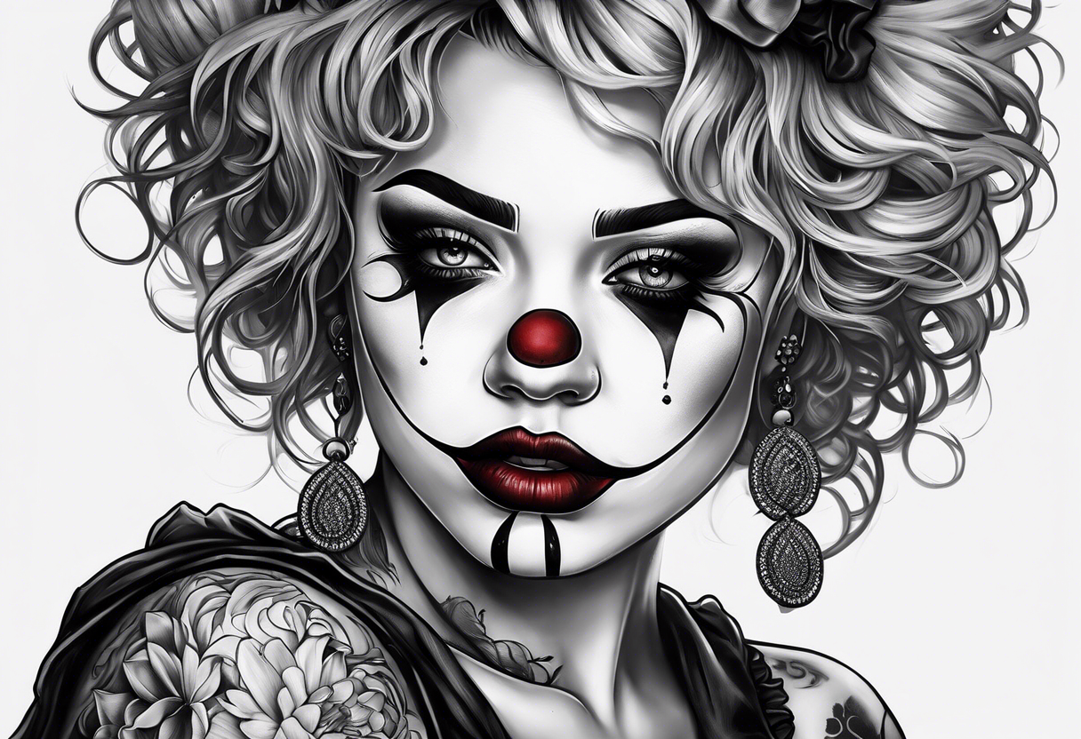 Girl clown sad face tattoo idea