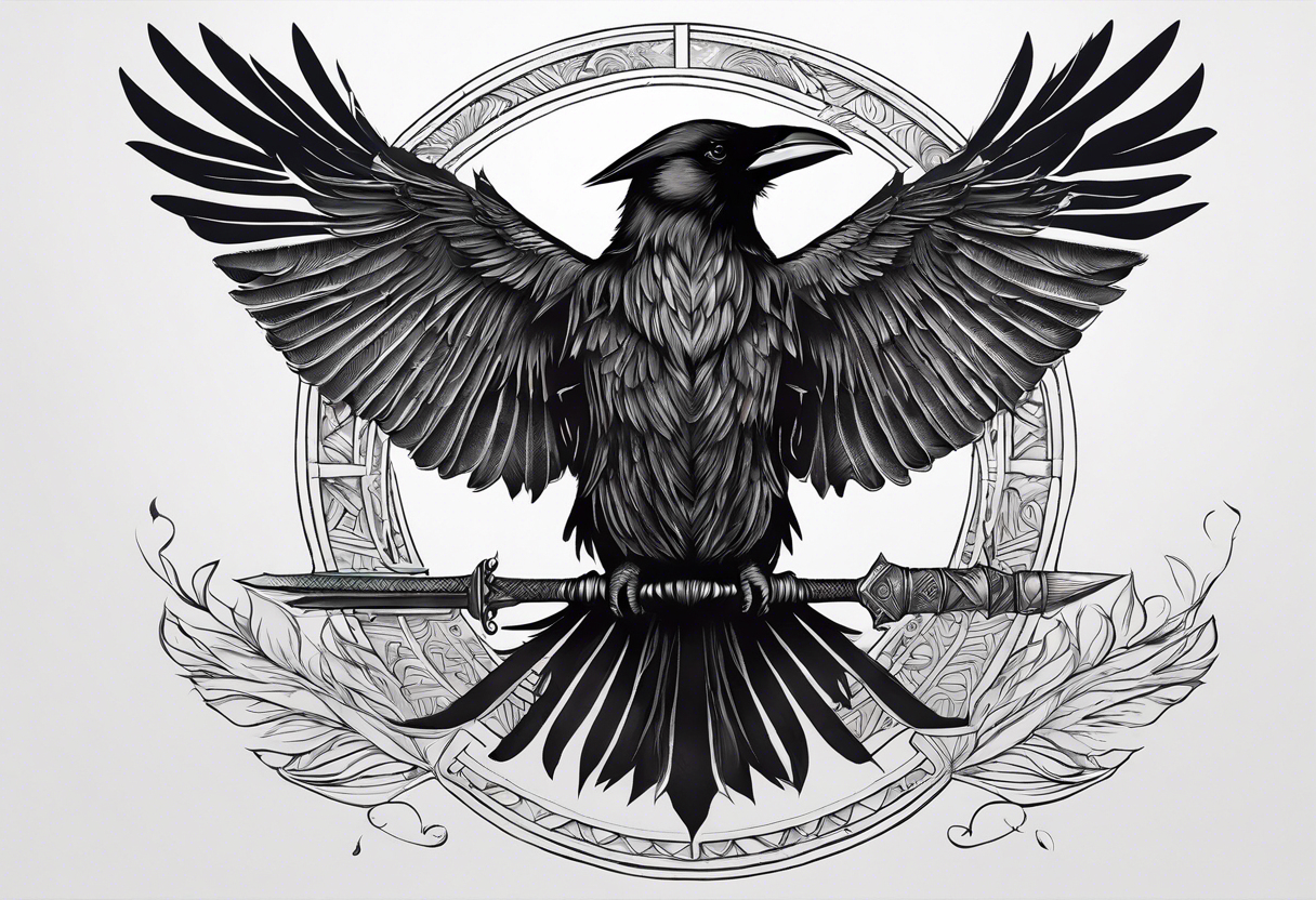 Symbol for Odin down the spine with a raven on the upper back. Not too large of a tattoo. Subtle yet beautiful. Large enough to go from lower back to neck. tattoo idea