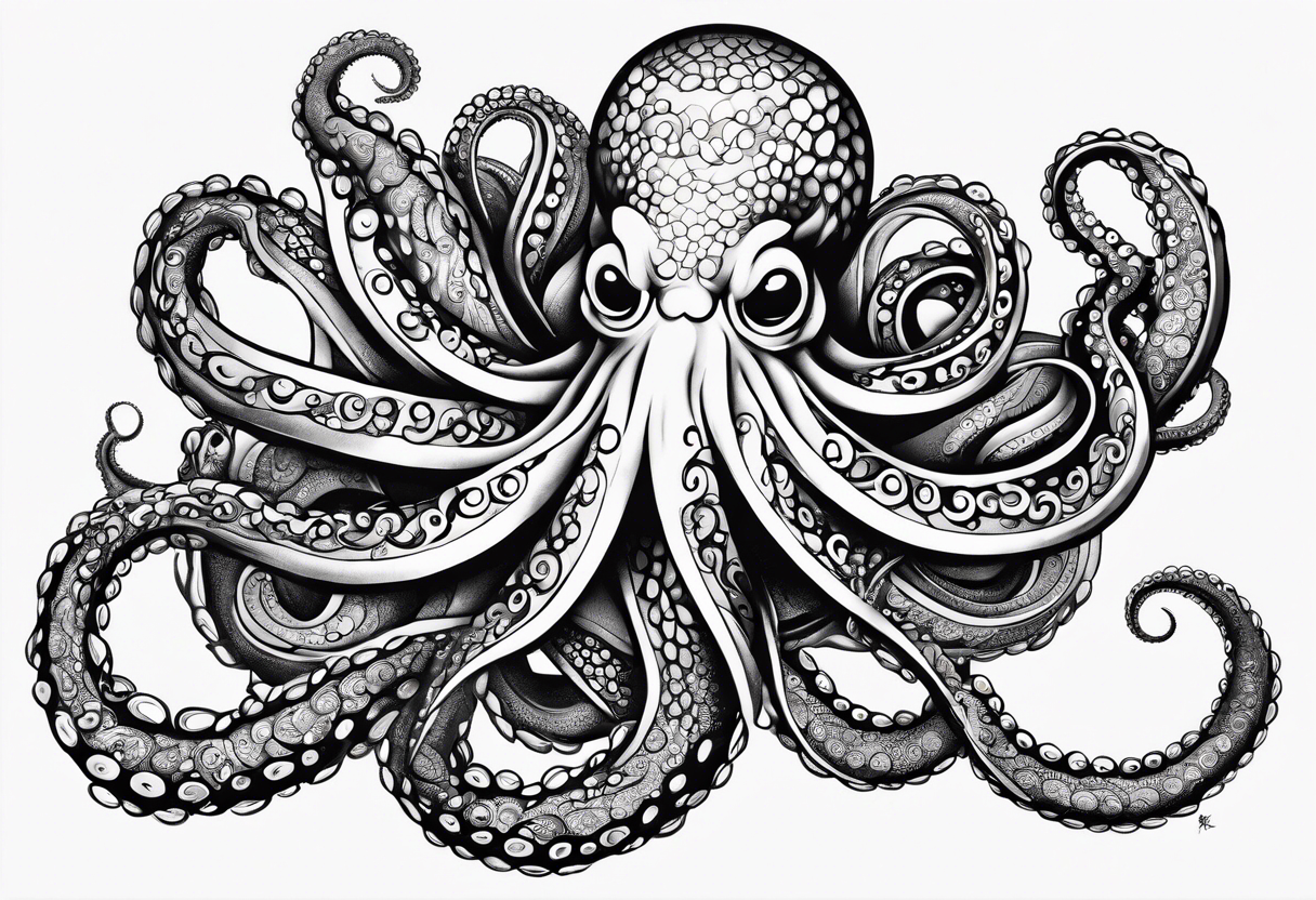 Octopus tentacle long outstretched tattoo idea