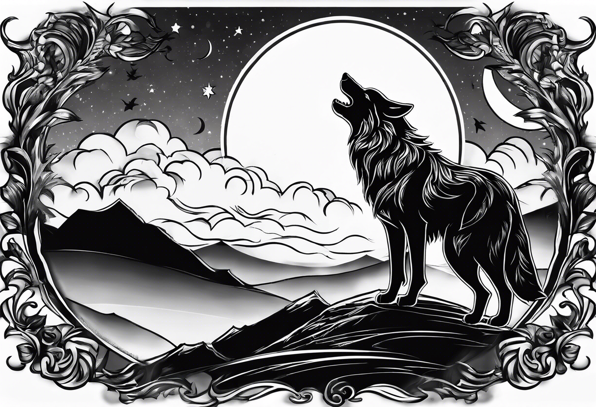 a wearwolf howling at the moon 
no background
scary tattoo idea