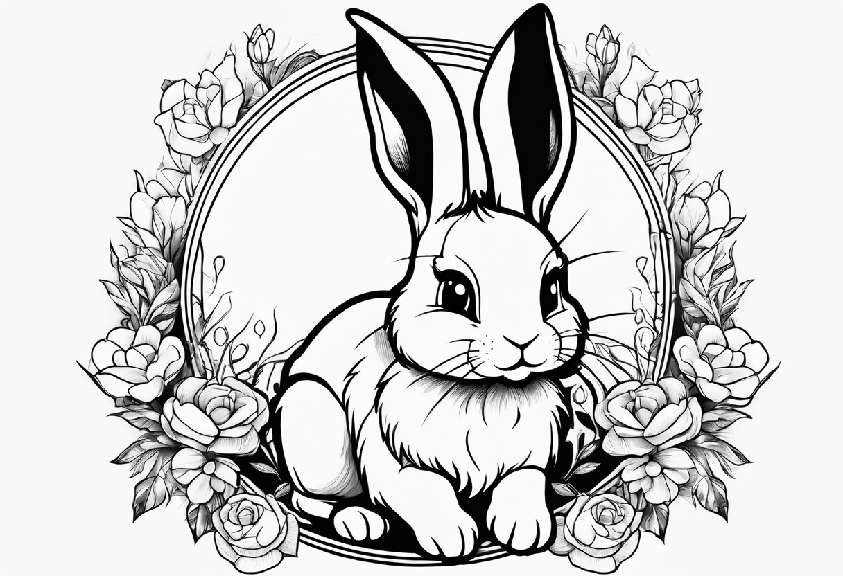 cute anime rabbit fineline tattoo sketch for girls tattoo idea