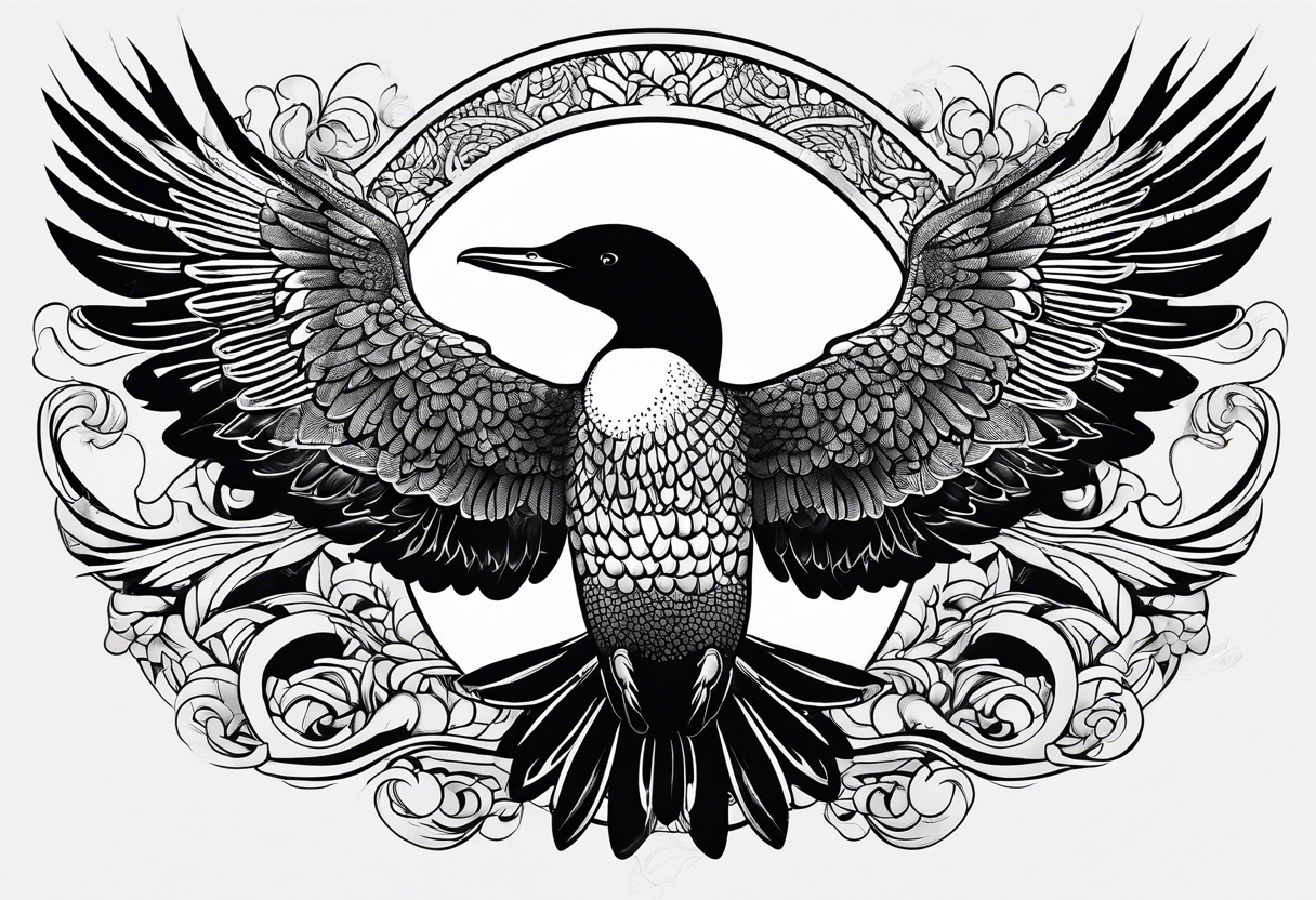 Loon wings spread tattoo idea