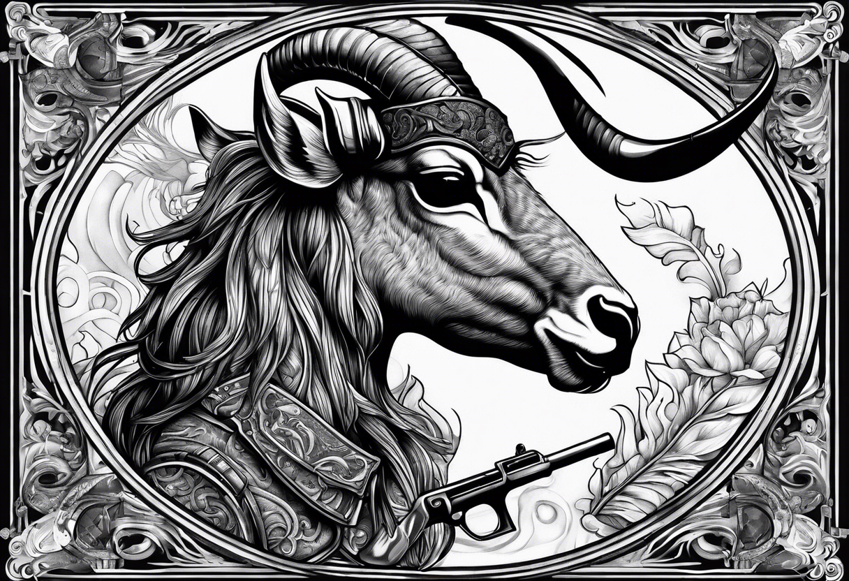 capricorn with sunglasses and shotgun tattoo idea