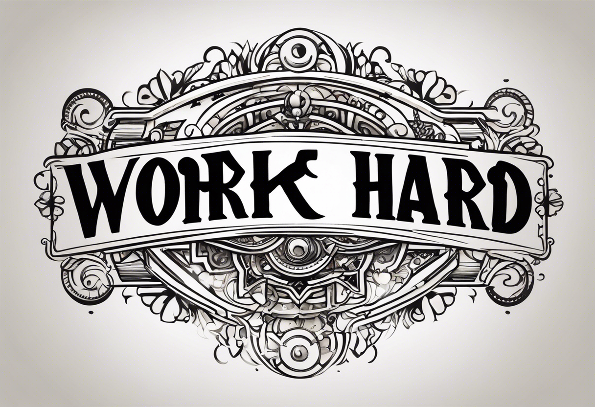 I want a tattoo containing the following two words "work hard" and "play hard" in a steam punk design tattoo idea