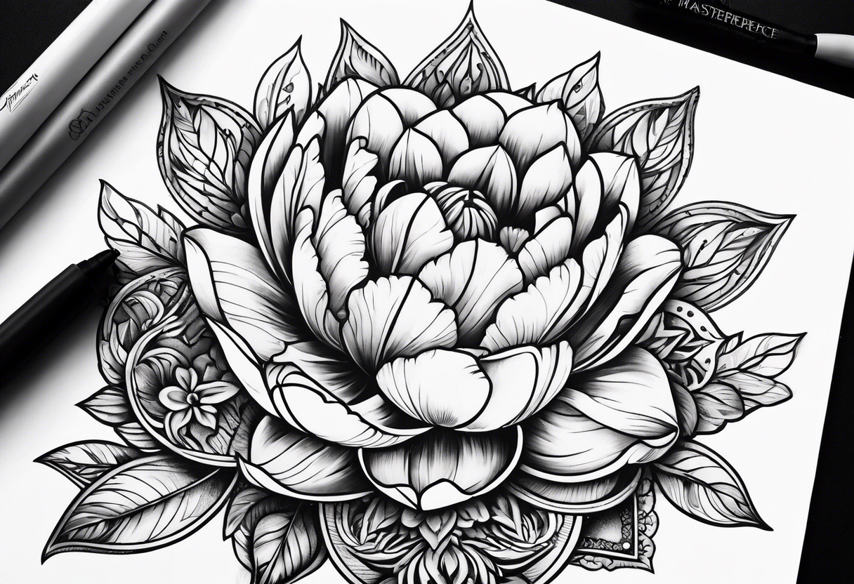 tulip and lilac mandala mini tattoo idea