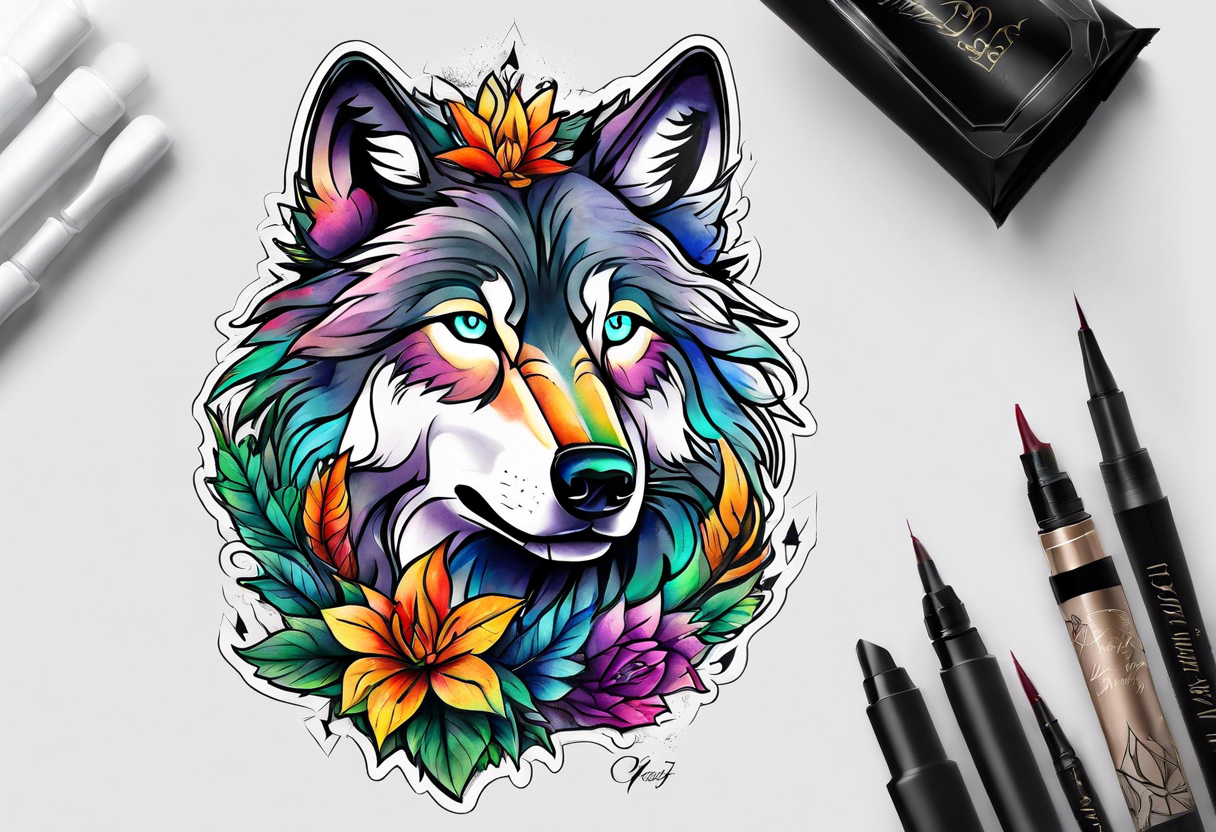 Weed wolf tattoo idea