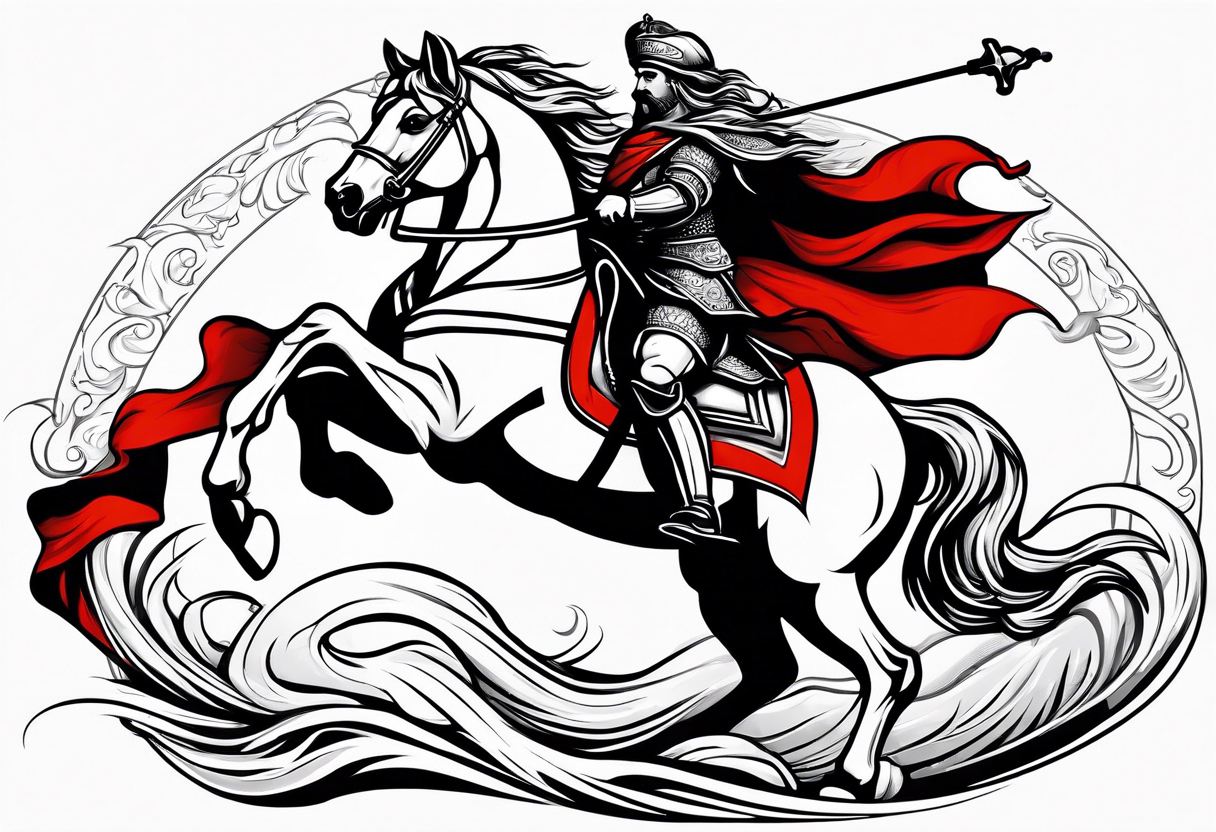 flag of saint george in wind flowing tattoo idea