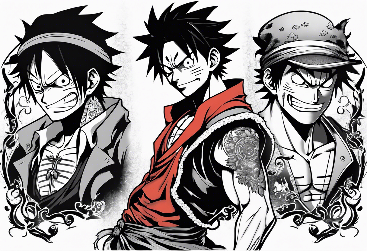 Luffy half normal half gear 5 tattoo idea