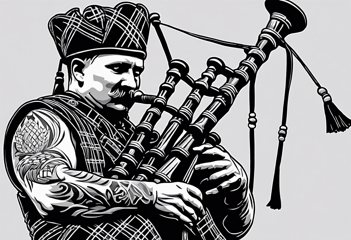 Scottish Bagpiper in  a kilt tattoo idea