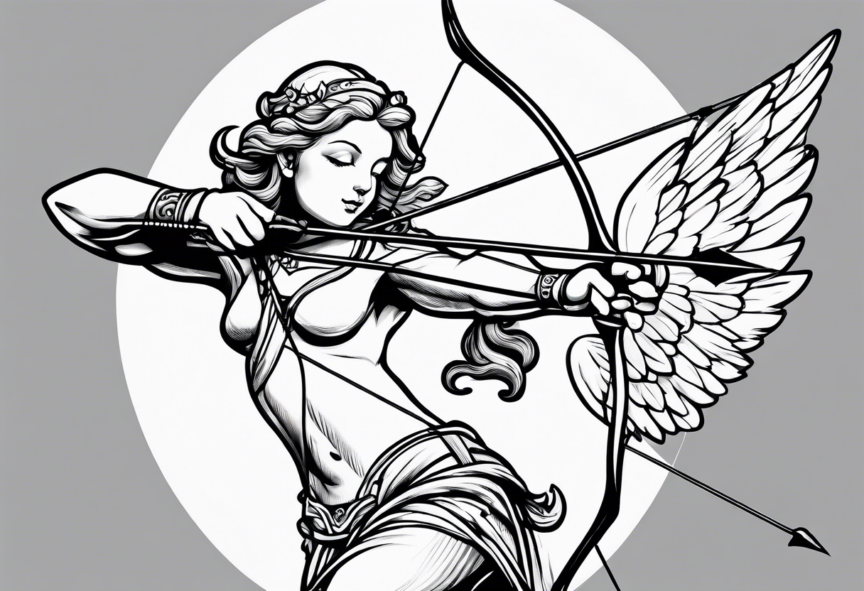 Cupid shooting an arrow tattoo idea