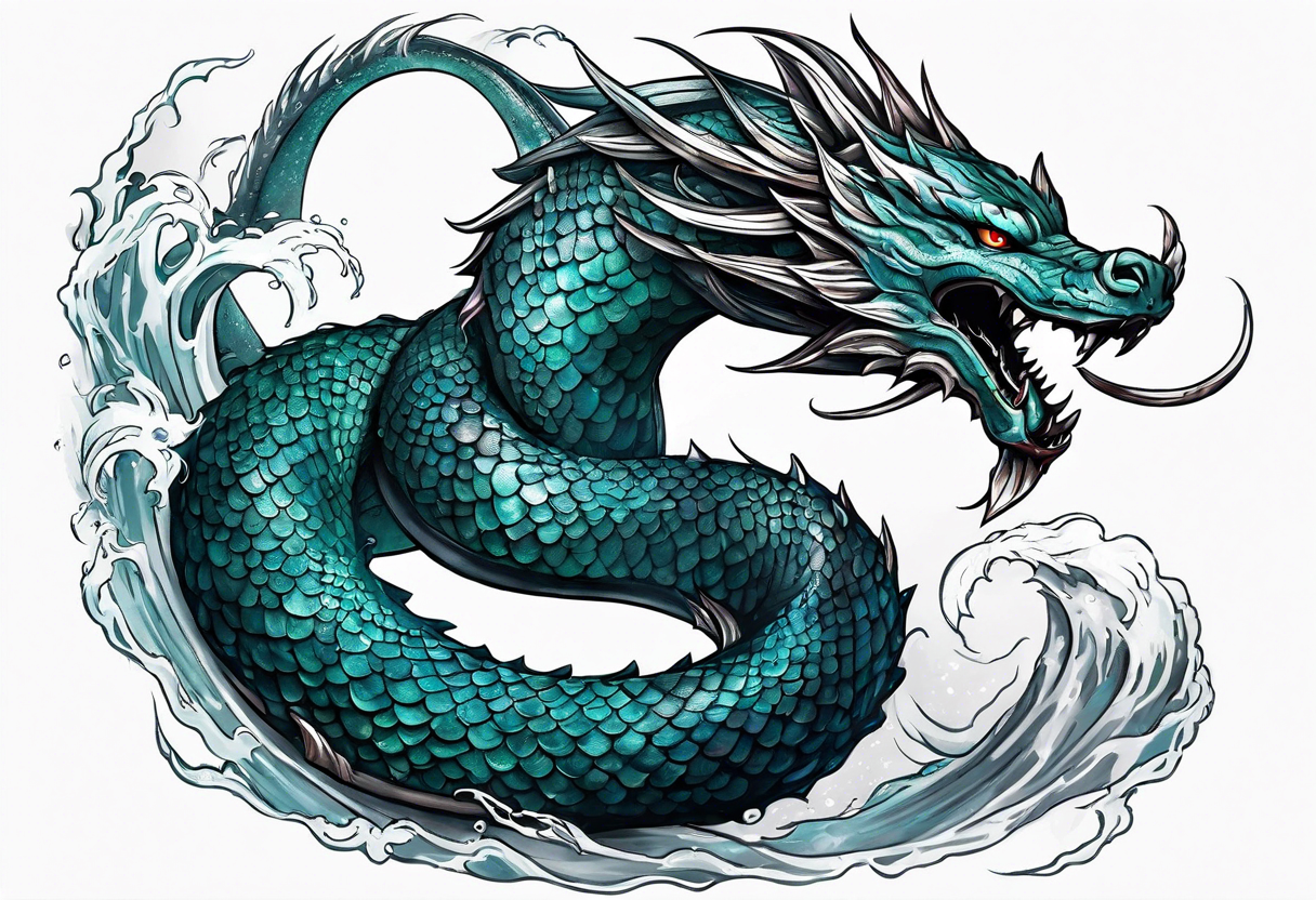 a Sleeve tattoo Jörmungandr the World Serpent, as depicted in God of War. tattoo idea