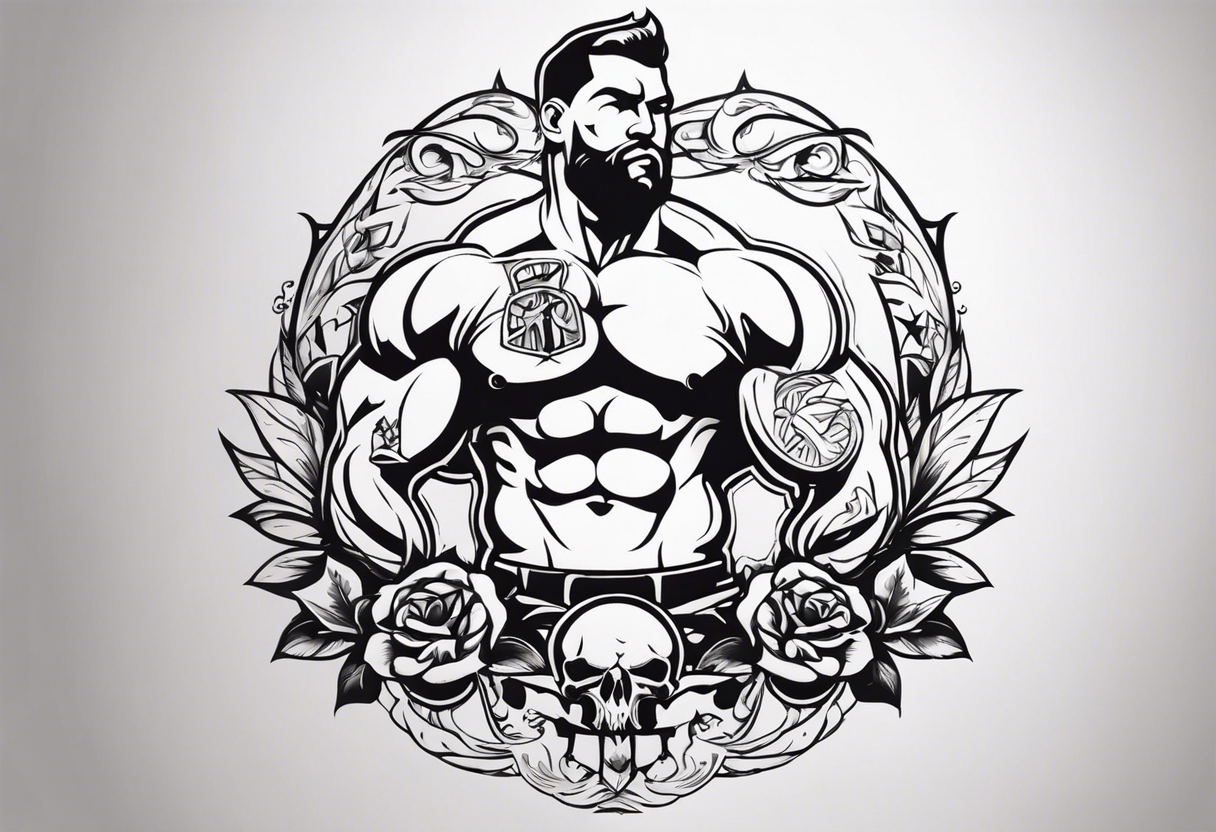 Simple design with elements linked to bodybuilding without a person tattoo idea