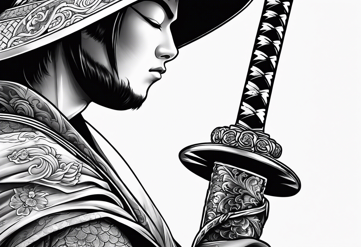 katana sword close up tattoo idea