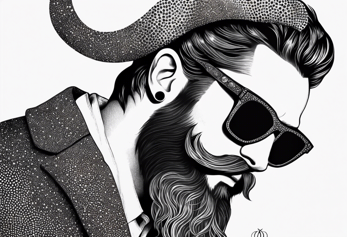 capricorn with beard and sunglasses tattoo idea