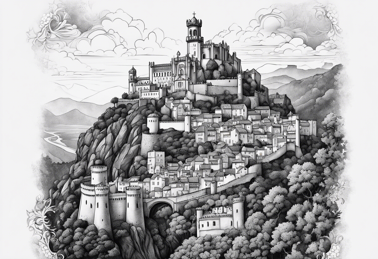 O Castelos dos mouros (localizado em Sintra Portugal) destruido tattoo idea