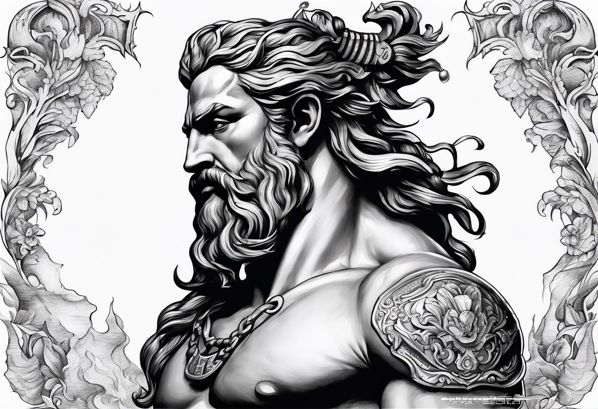 Poseidon side profile tattoo idea