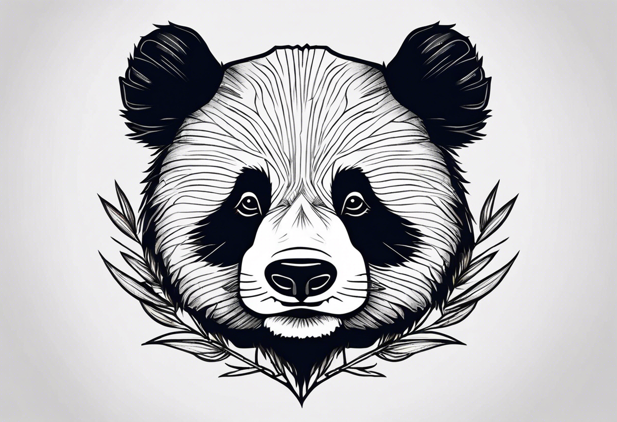 Cute panda only face with bamboo tattoo idea