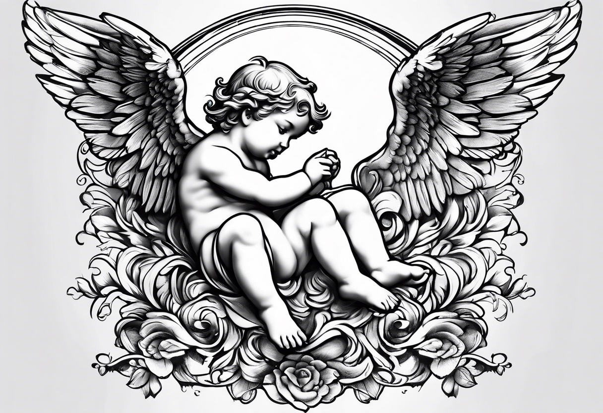 Cherub angel in the sky tattoo idea