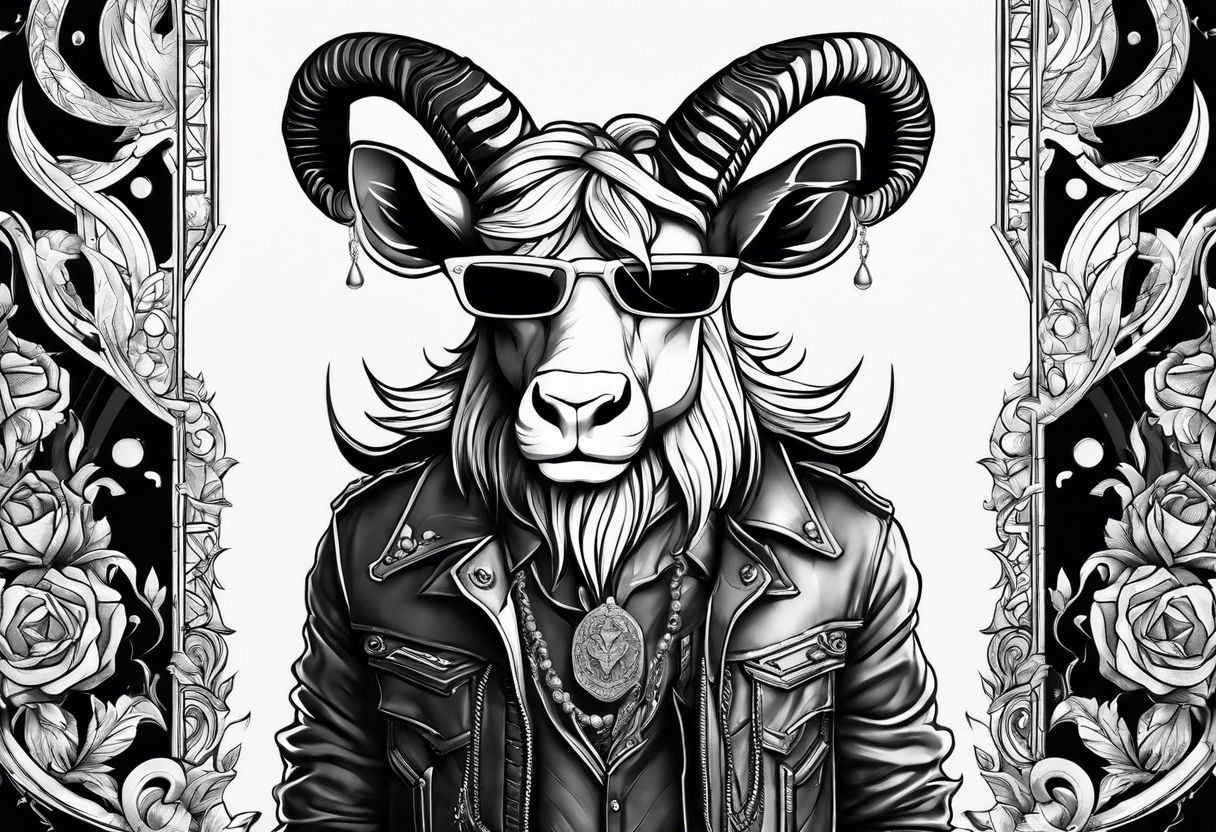 capricorn with sunglasses and gun tattoo idea