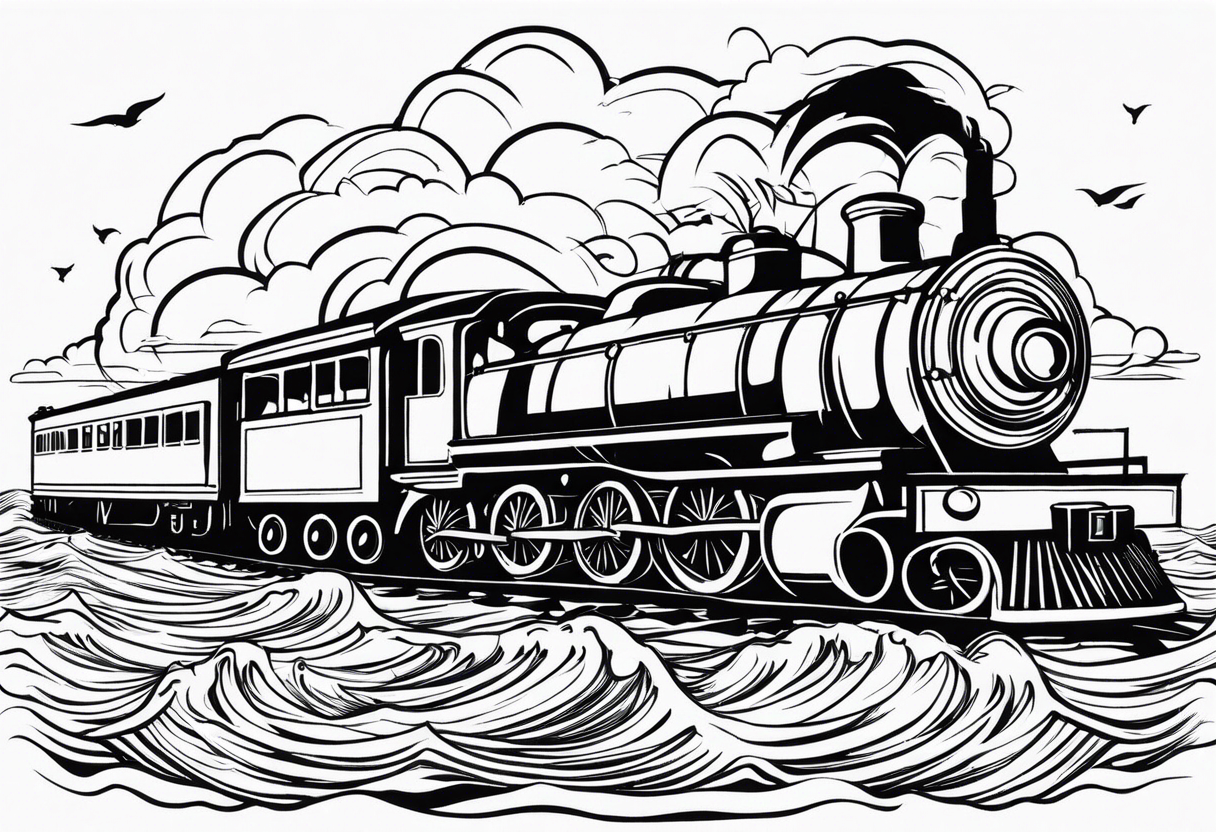 train in the sea tattoo idea