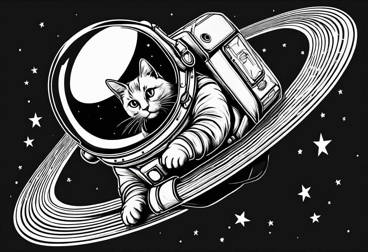 full-body astronaut cat tattoo idea