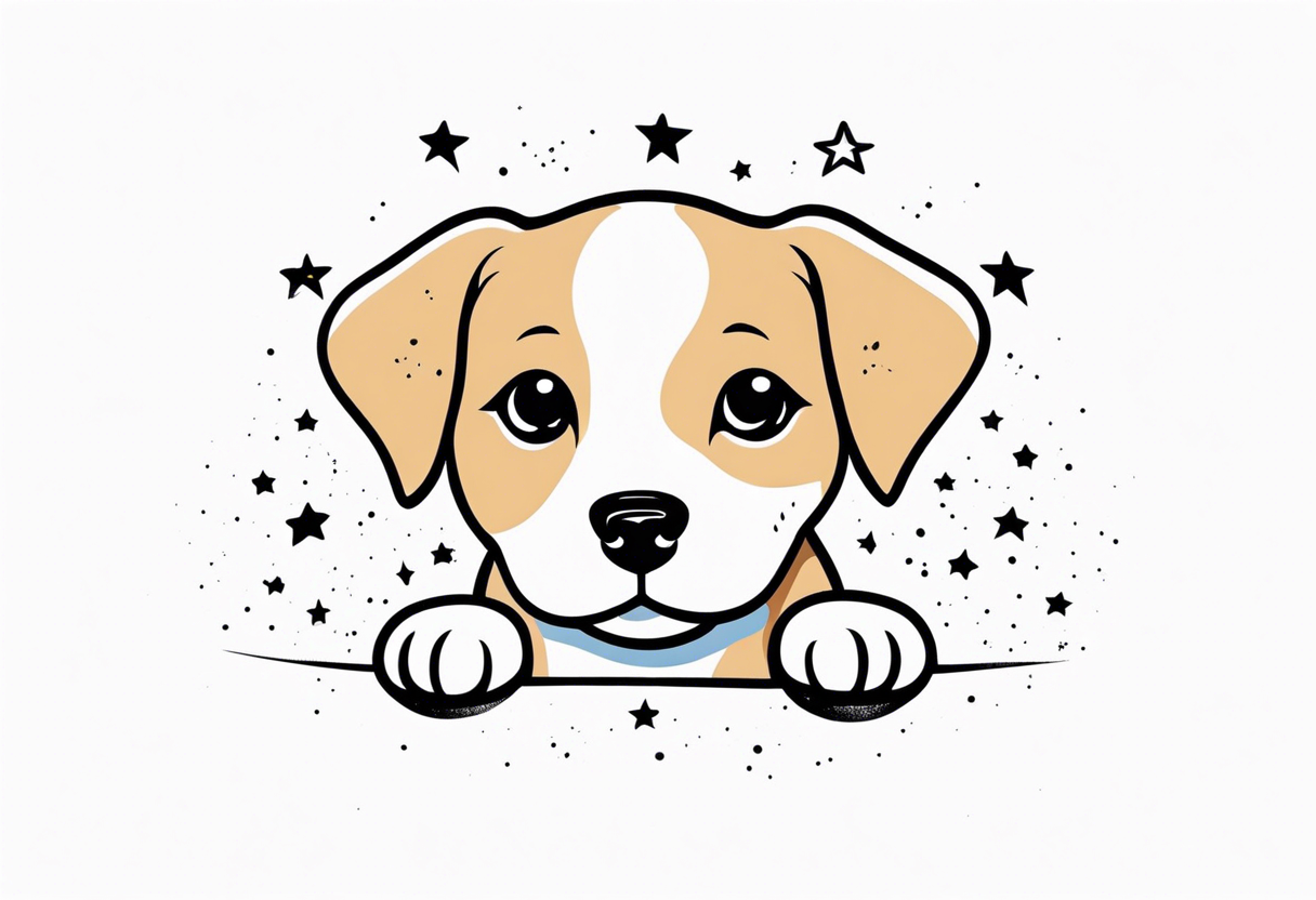 Cute puppy and stars tattoo idea