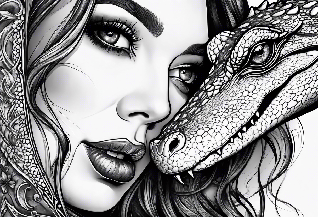 Alligator eating a woman tattoo idea