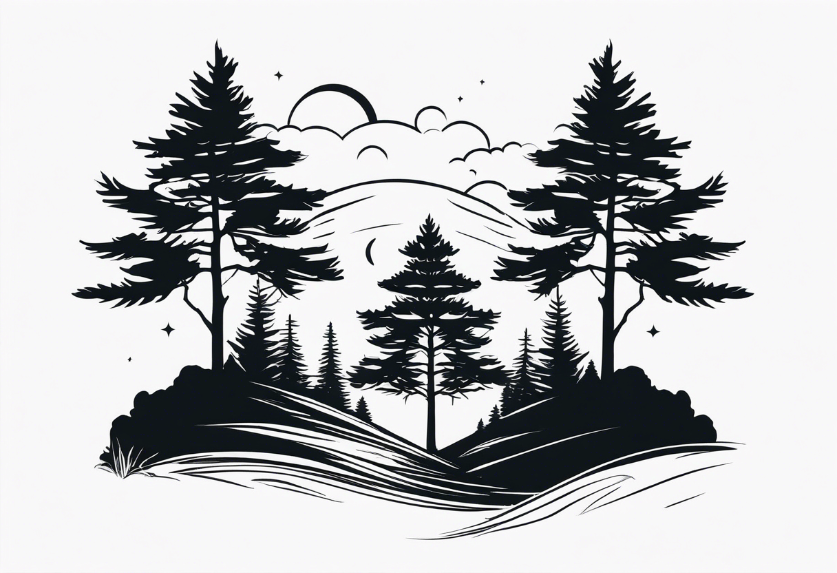 Two Pine tree silhouette tattoo idea