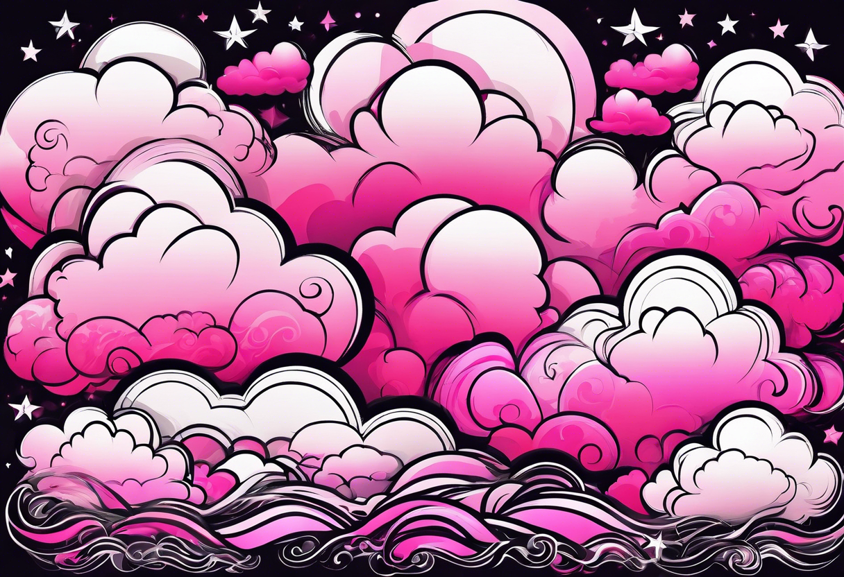 pink fluffy clouds tattoo idea