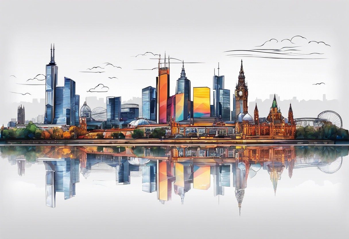 Melbourne Skyline with london skyline reflection tattoo idea