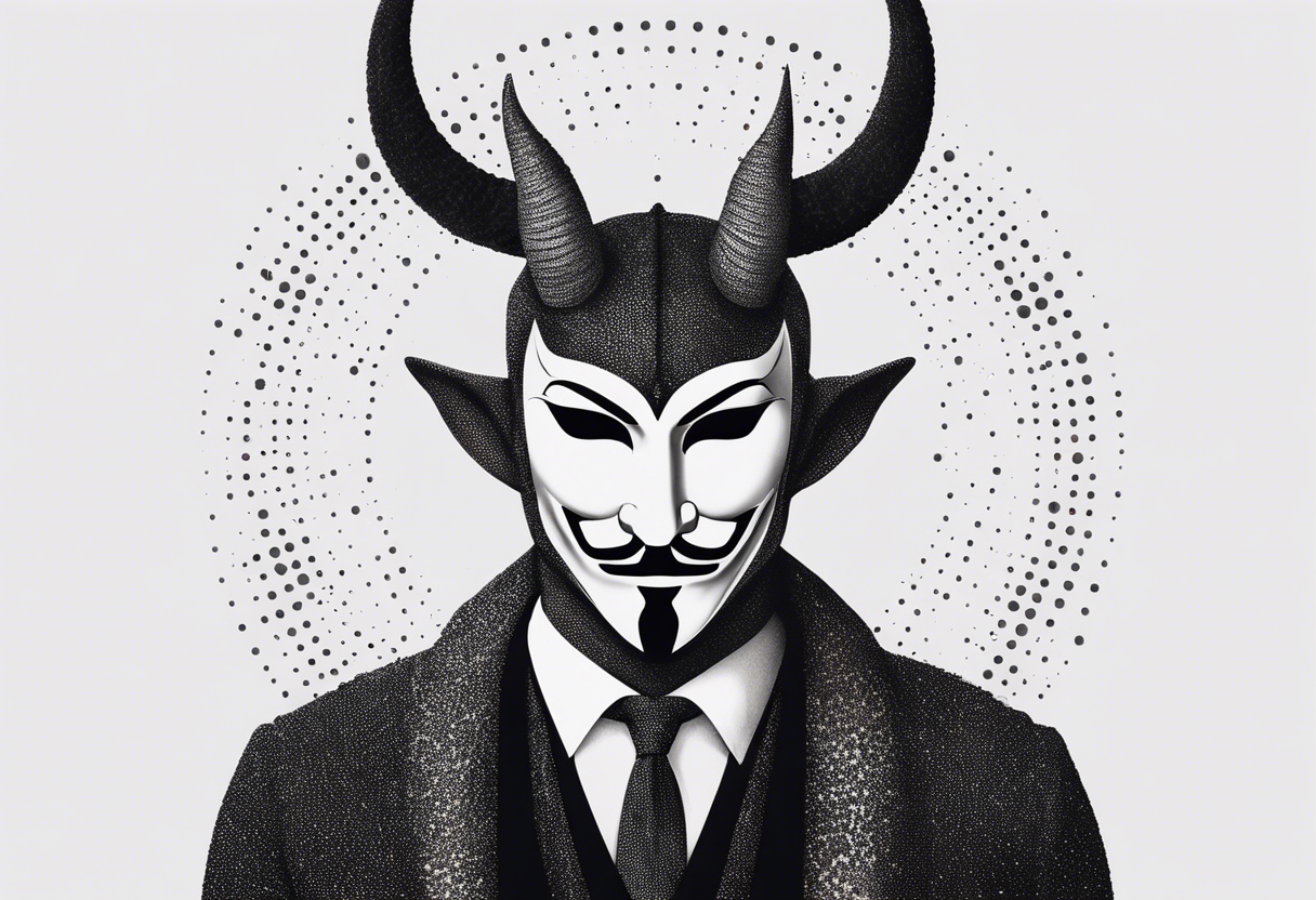 Anonymous with horns tattoo idea