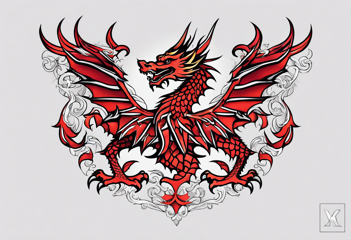 Premium Photo | Ink of Wales Embracing the Welsh Dragon Tattoo in  Traditional Black White