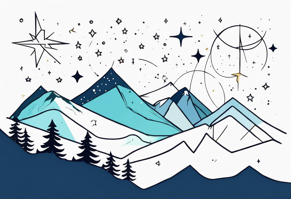 Constellation over mountains with stars tattoo idea