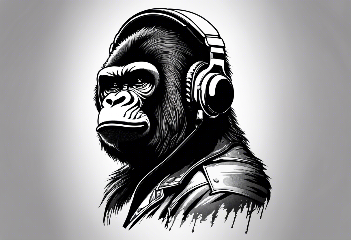 gorilla motorcycle microphone tattoo idea