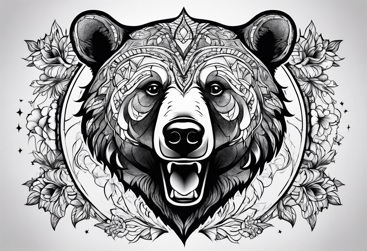 Bear face tattoo idea