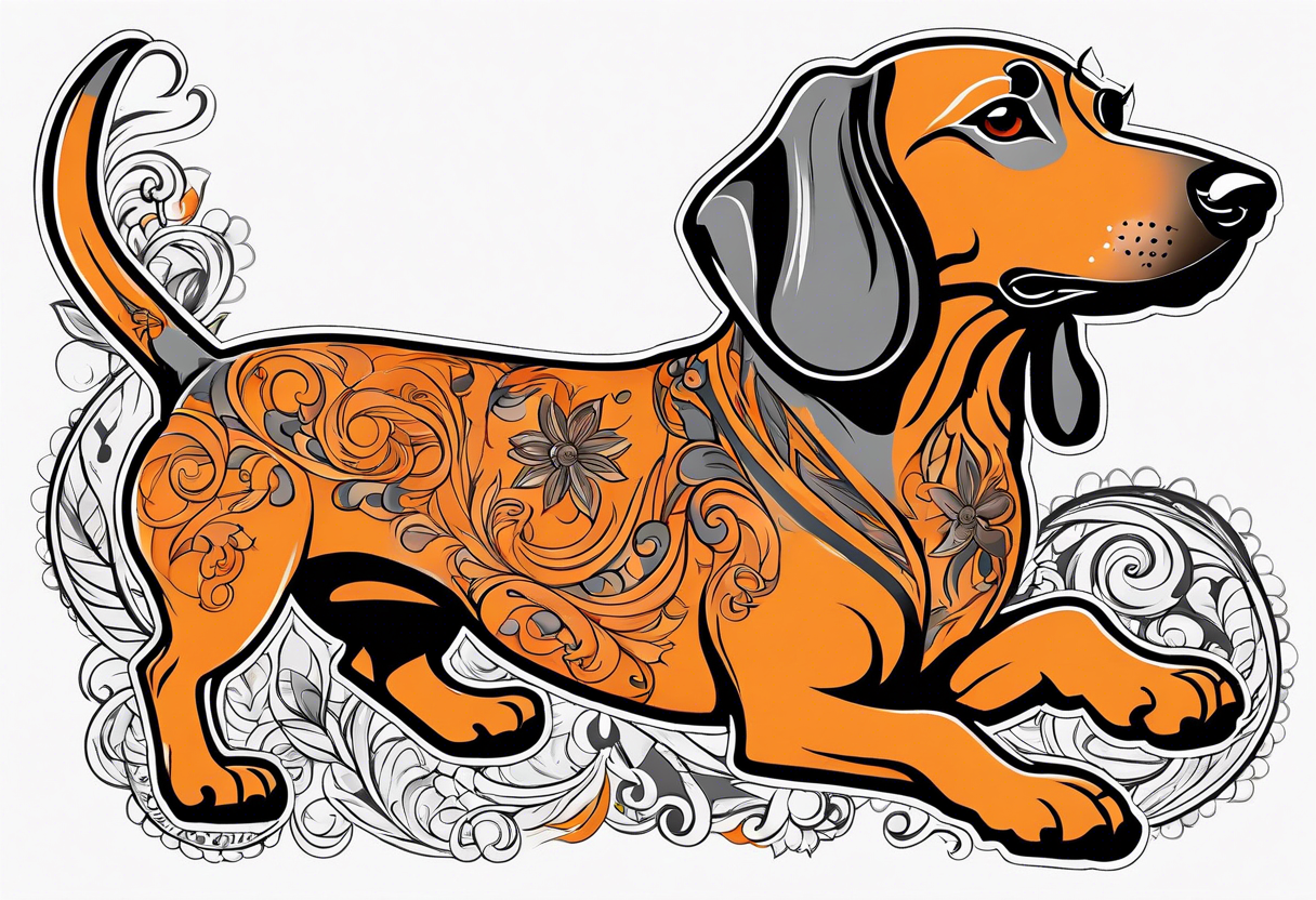 wiener dor orange with gray feet tattoo idea