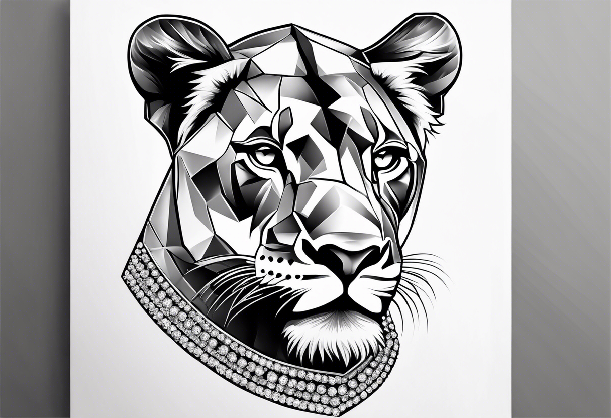 diamond in a lioness tattoo idea