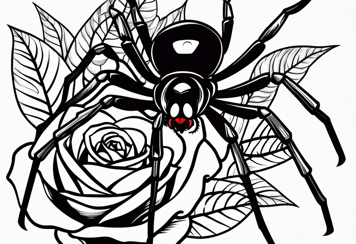 Cute spider black widow roses tattoo idea